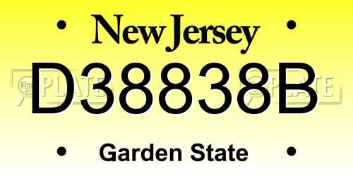 D38838B New Jersey License Plate