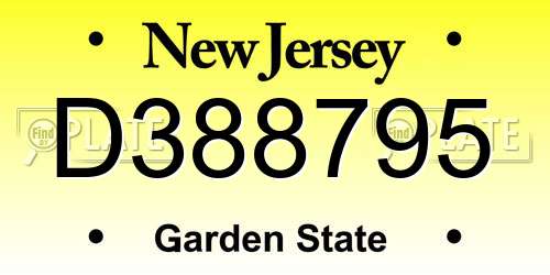 D388795 New Jersey License Plate