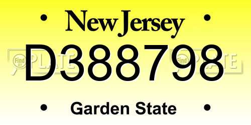 D388798 New Jersey License Plate