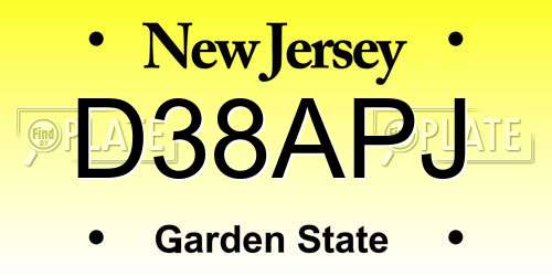 D38APJ New Jersey License Plate