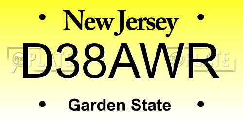 D38AWR New Jersey License Plate