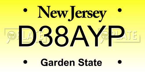 D38AYP New Jersey License Plate
