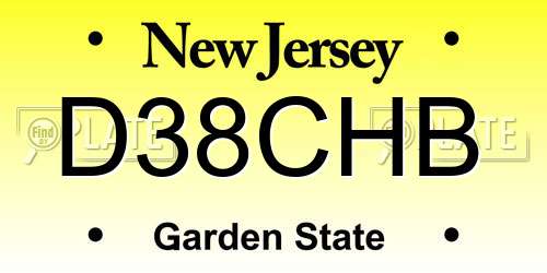 D38CHB New Jersey License Plate