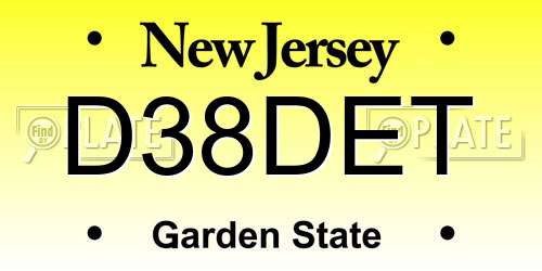 D38DET New Jersey License Plate