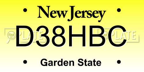 D38HBC New Jersey License Plate