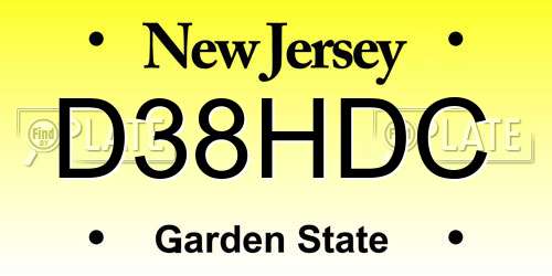D38HDC New Jersey License Plate