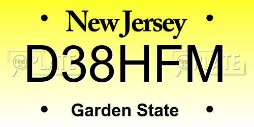 D38HFM New Jersey License Plate
