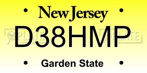 D38HMP New Jersey License Plate