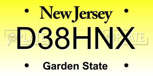 D38HNX New Jersey License Plate