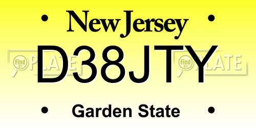 D38JTY New Jersey License Plate