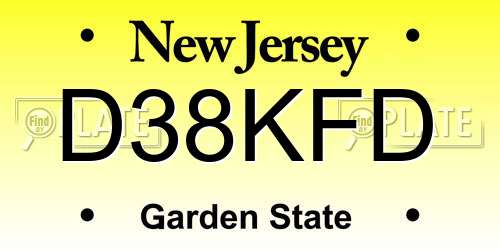 D38KFD New Jersey License Plate