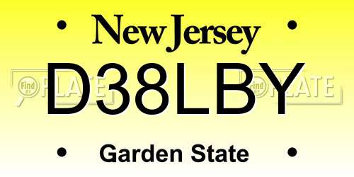 D38LBY New Jersey License Plate