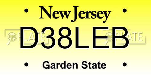 D38LEB New Jersey License Plate