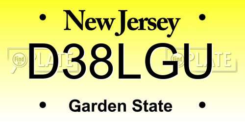 D38LGU New Jersey License Plate
