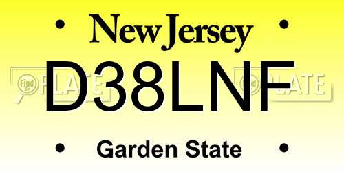 D38LNF New Jersey License Plate