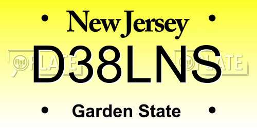 D38LNS New Jersey License Plate