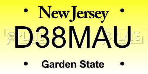 D38MAU New Jersey License Plate