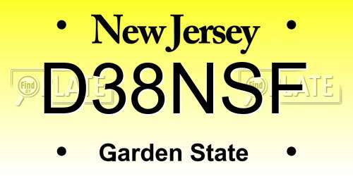 D38NSF New Jersey License Plate