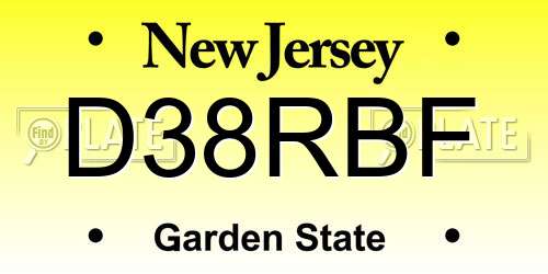 D38RBF New Jersey License Plate