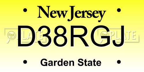 D38RGJ New Jersey License Plate