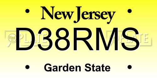 D38RMS New Jersey License Plate