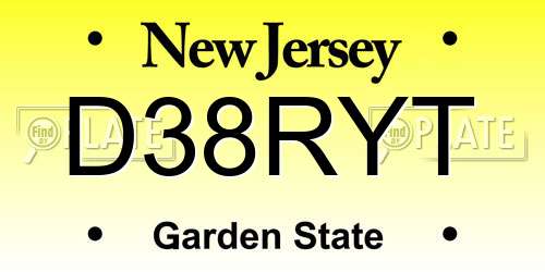 D38RYT New Jersey License Plate