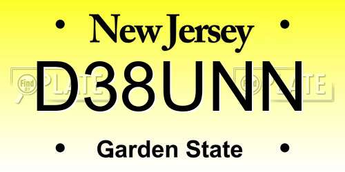 D38UNN New Jersey License Plate