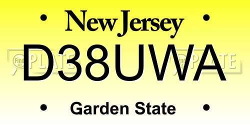 D38UWA New Jersey License Plate
