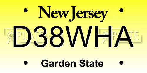 D38WHA New Jersey License Plate