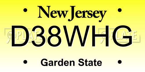 D38WHG New Jersey License Plate
