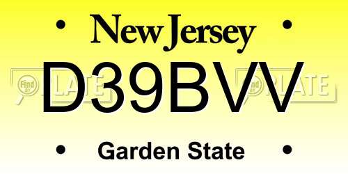 D39BVV New Jersey License Plate