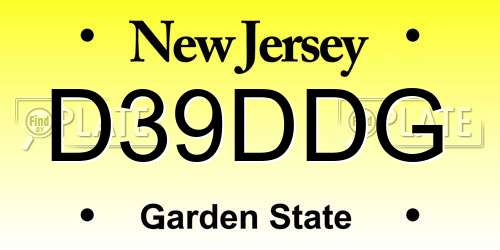 D39DDG New Jersey License Plate