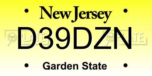 D39DZN New Jersey License Plate