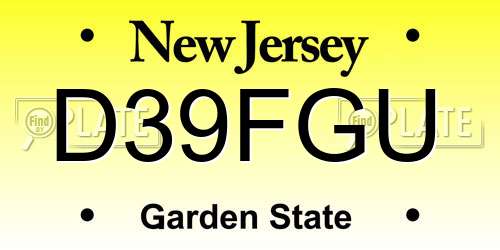 D39FGU New Jersey License Plate