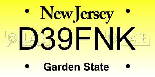 D39FNK New Jersey License Plate