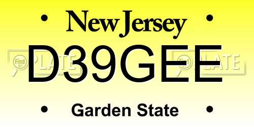 D39GEE New Jersey License Plate