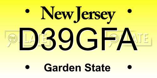 D39GFA New Jersey License Plate