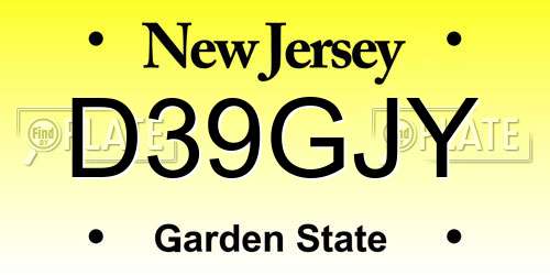 D39GJY New Jersey License Plate