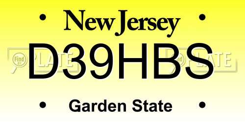 D39HBS New Jersey License Plate