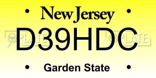 D39HDC New Jersey License Plate