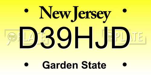 D39HJD New Jersey License Plate