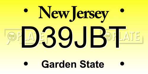 D39JBT New Jersey License Plate