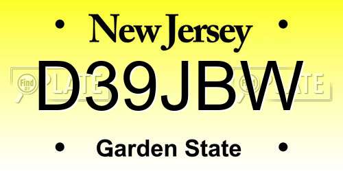 D39JBW New Jersey License Plate