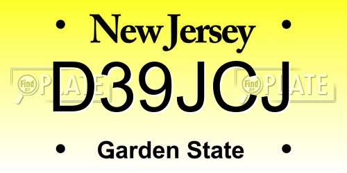 D39JCJ New Jersey License Plate