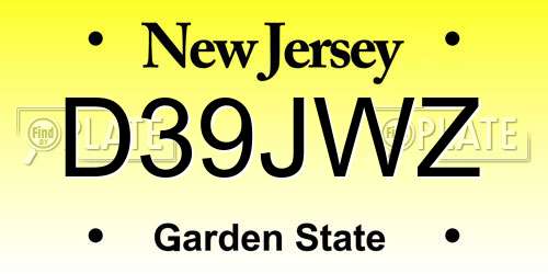 D39JWZ New Jersey License Plate