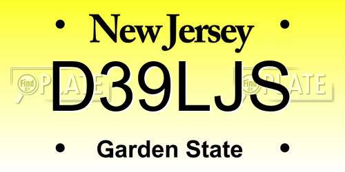 D39LJS New Jersey License Plate
