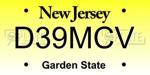 D39MCV New Jersey License Plate