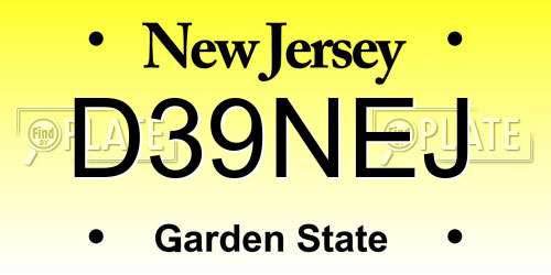 D39NEJ New Jersey License Plate