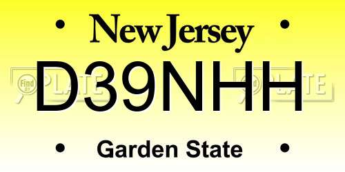 D39NHH New Jersey License Plate
