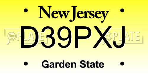 D39PXJ New Jersey License Plate